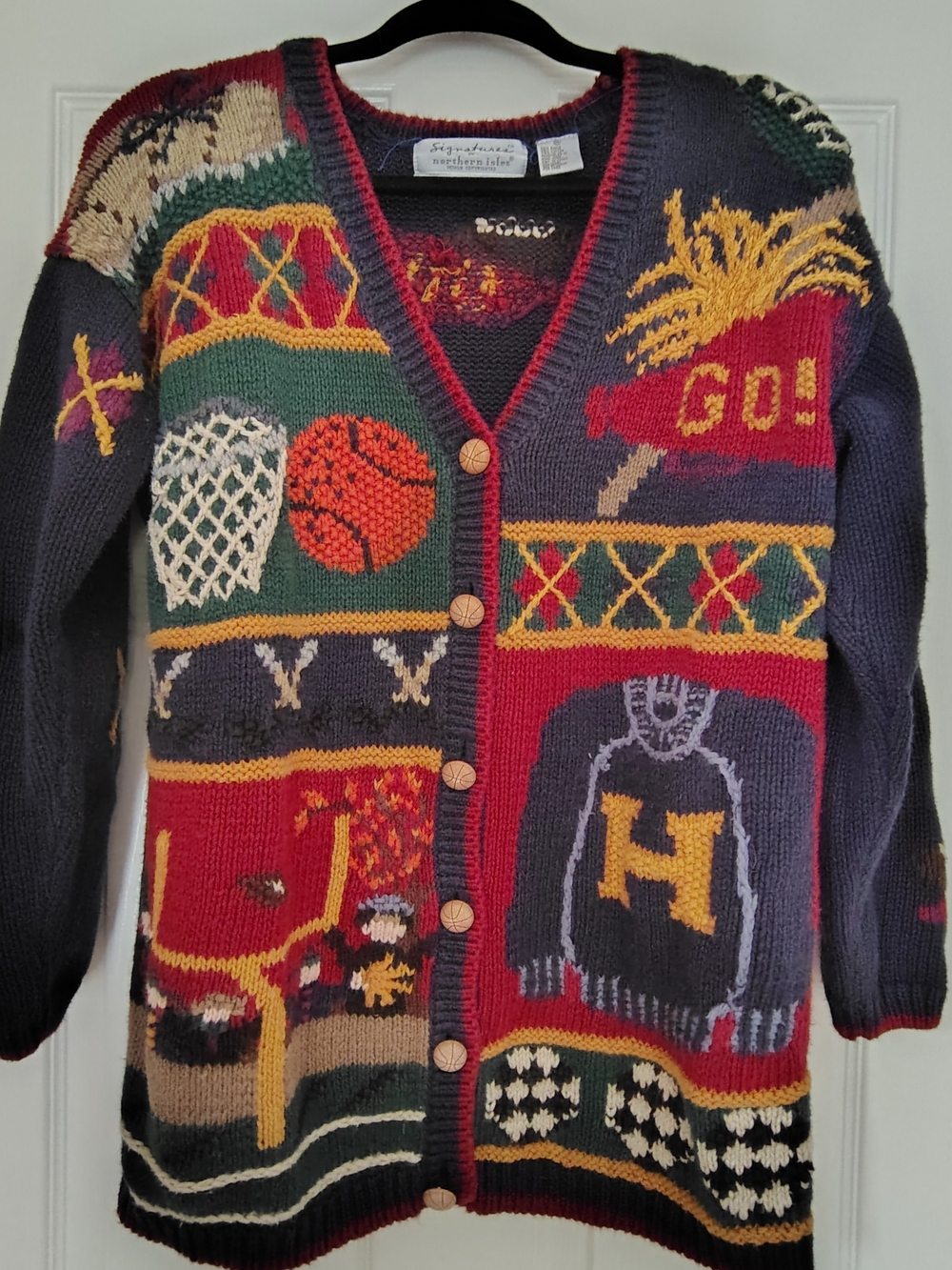 Women's Sport Themed Knit Cardigan Sweater